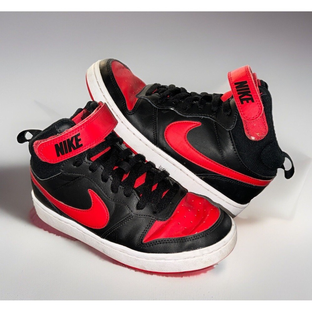 Nike Boys Court Borough Mid 2 CD7782-003 Red Black Basketball Sneakers Size 6Y
